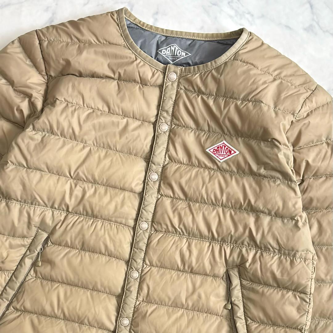 ダントン インナーダウンジャケット ノーカラー ベージュ サイズ36 tw1