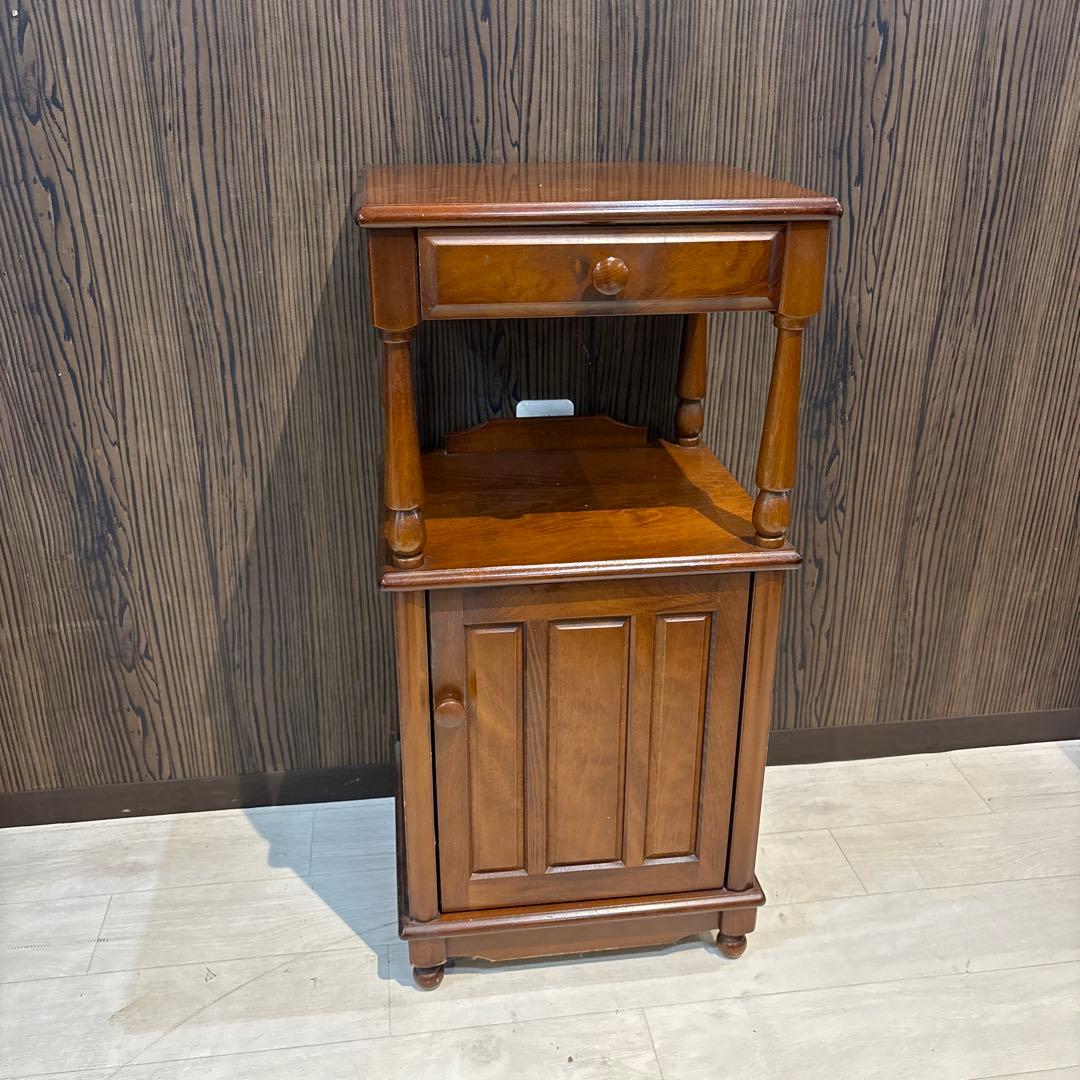 木製電話台 引き出し付き ブラウン