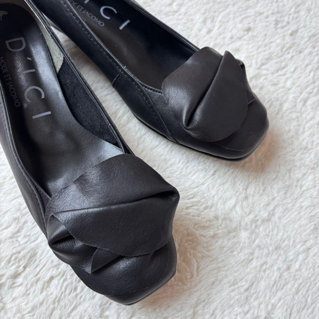 新品　23.5 MODE ET JACOMO D'ICI リボン 黒　革