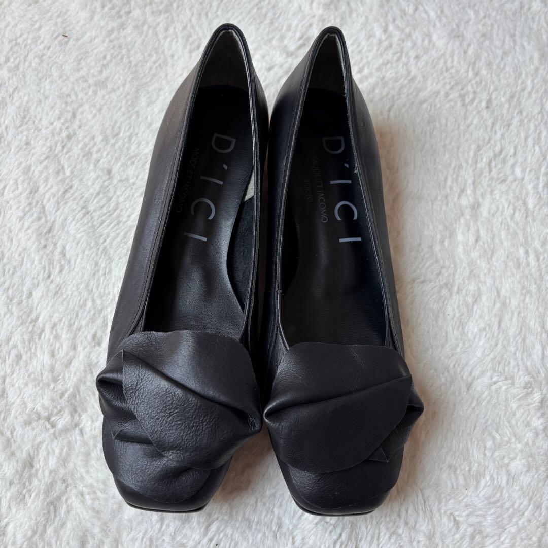 新品　23.5 MODE ET JACOMO D'ICI リボン 黒　革