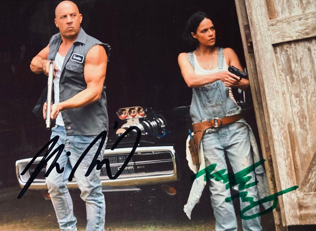 ワイルドスピード ヴィン・ディーゼル ミシェル・ロドリゲス 直筆サイン入り写真K
