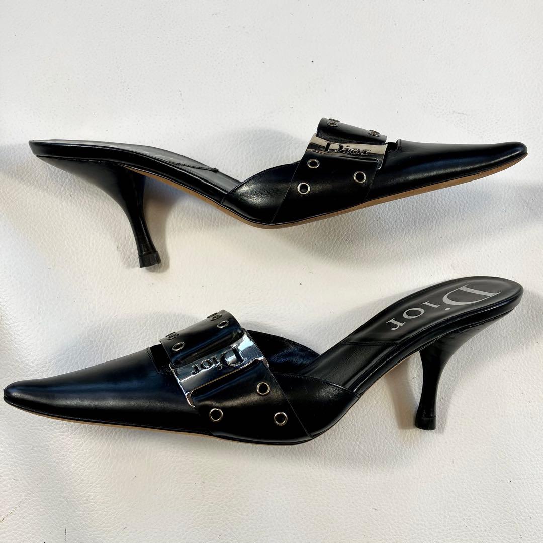 クリスチャンディオール　ミュール　CDロゴ　メタルアイレット　サイズ35.5