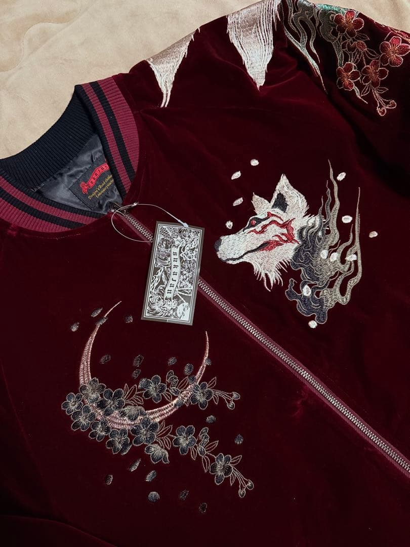 未使用 別珍 Skajan 狐 花 日本限定 スカジャン vintage 美品