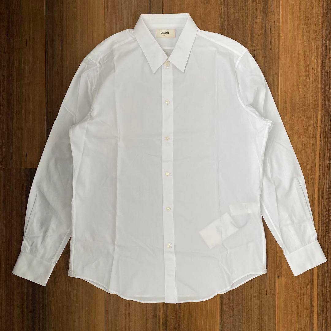 値下げ タグ付き未使用 CELINE ワイシャツ シャツ 白 ホワイト