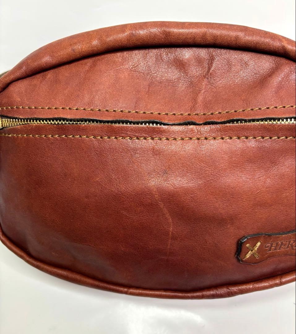 HERZ ボディバッグ ウエストバッグ レザー ブラウン