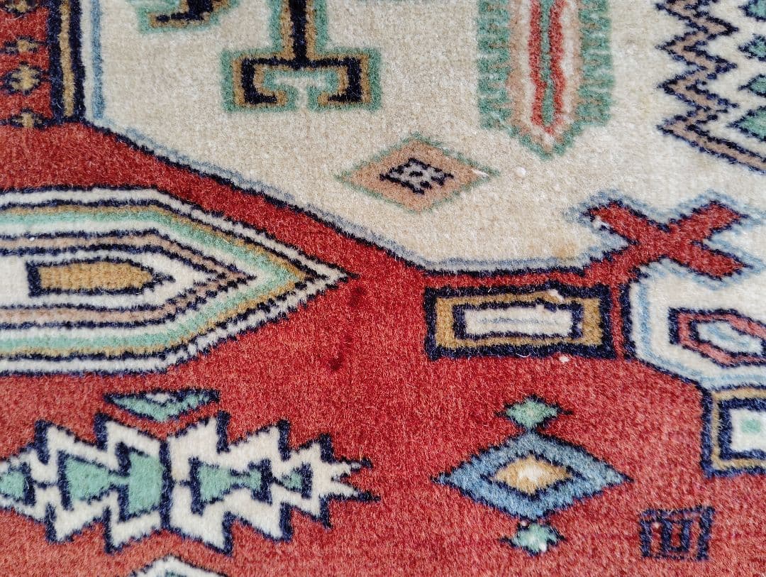 ウール製 幾何学模様 ラグ・カーペット　着払