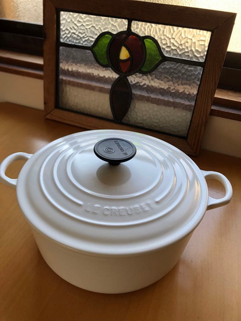 AK　ルクルーゼココットLe Creuset ホーロー鍋ホワイト24cm