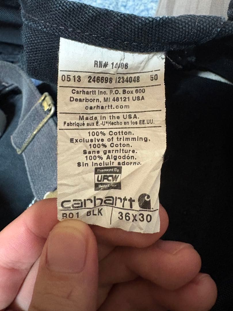 CarharttオーバーオールUSA製R01 BLKブラック W36 L30古着