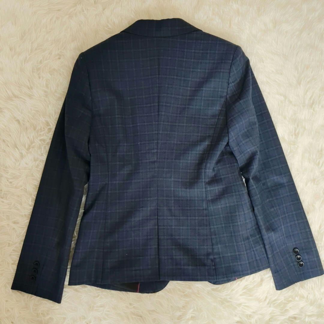 【美品】HILTON　ネイビーチェック　 ジャケット　　スカート　ストレッチ