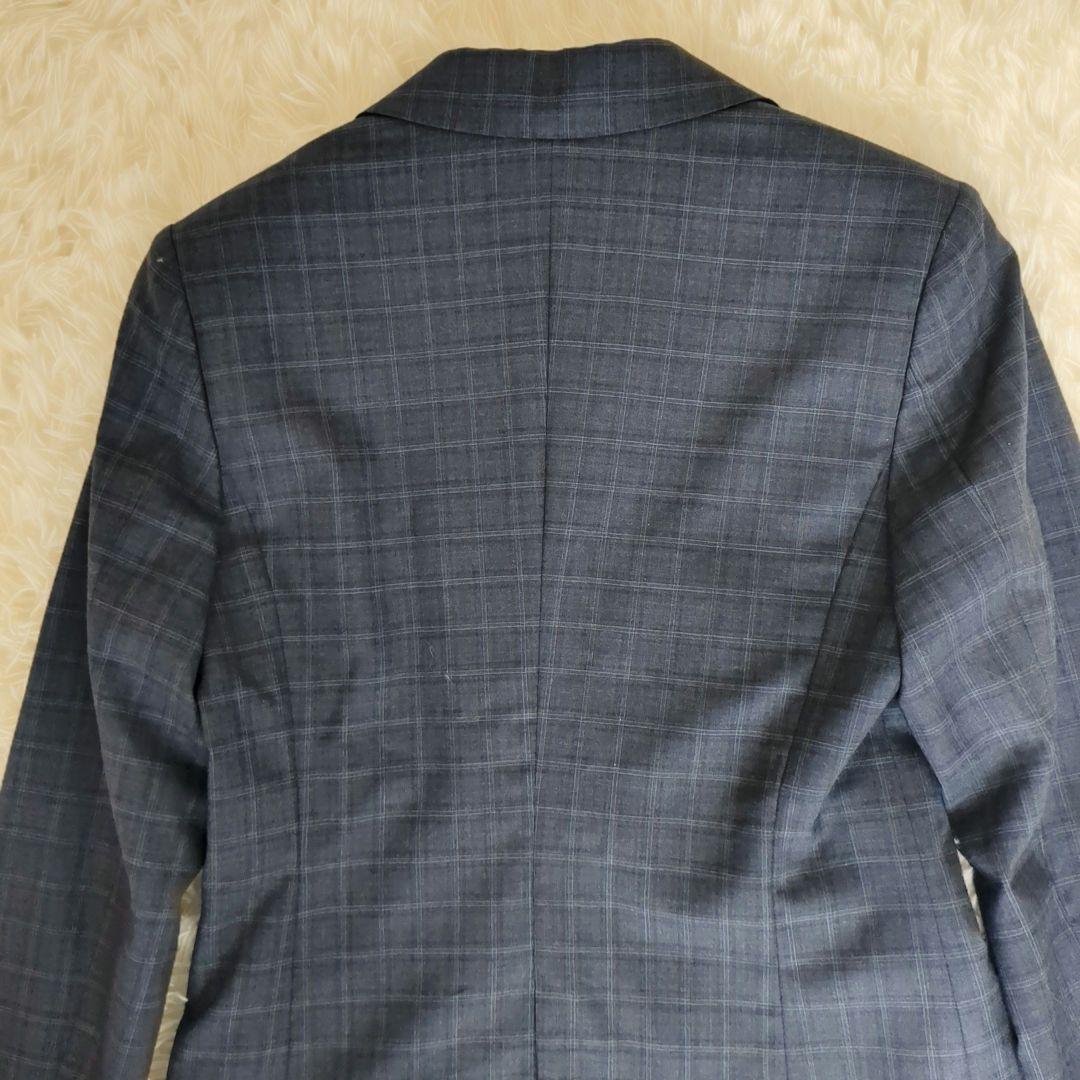 【美品】HILTON　ネイビーチェック　 ジャケット　　スカート　ストレッチ
