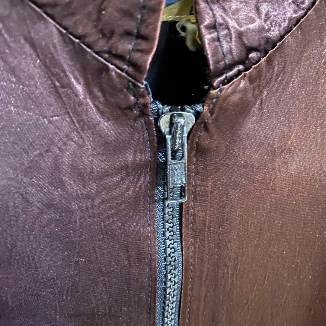 激レア 80s USA製 NASA スカジャン サテンジャケット ブラウン 刺繍