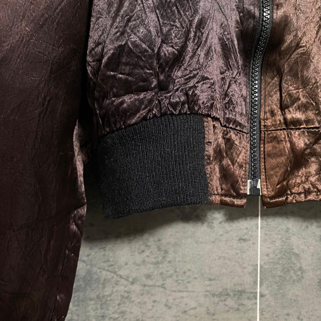 激レア 80s USA製 NASA スカジャン サテンジャケット ブラウン 刺繍