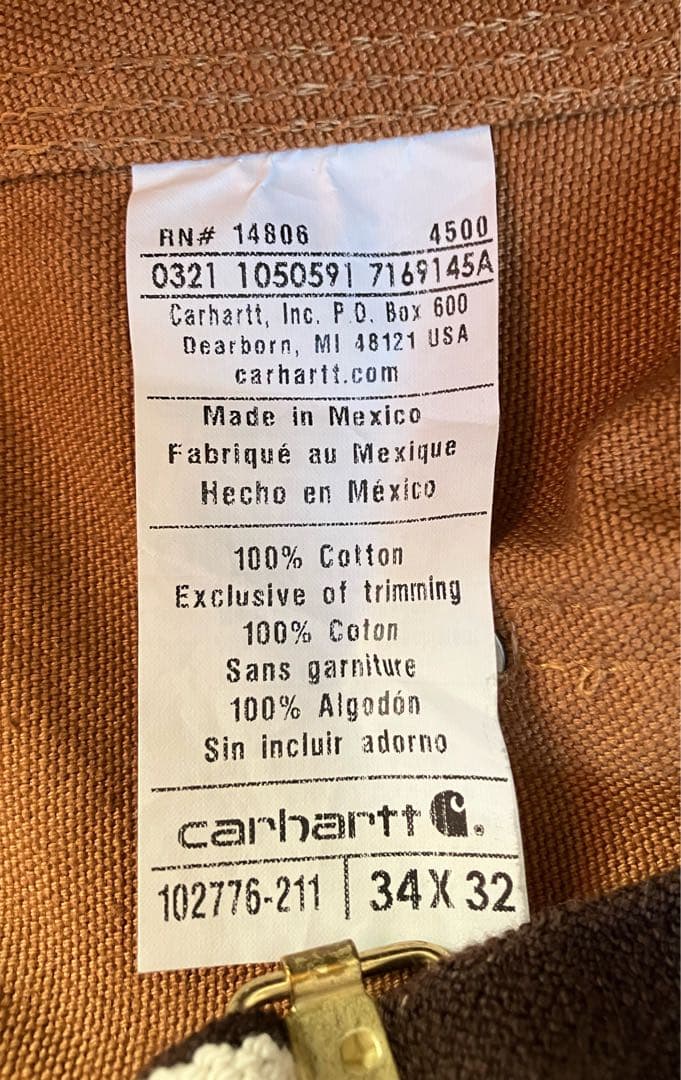 カーハート Carhartt オーバーオール ブラウンダック　W34×L32