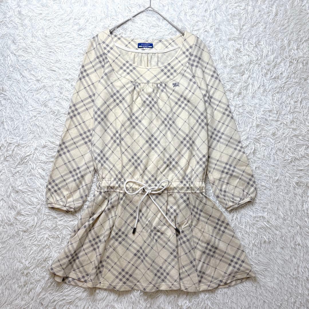 BURBERRY BLUE LABEL ノバチェック ワンピース 38 ロゴ刺繍