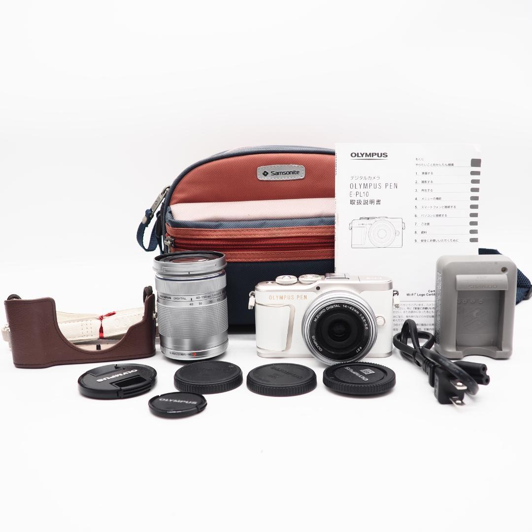 OLYMPUS PEN E-PL10 ミラーレス一眼 ホワイト ダブルレンズ