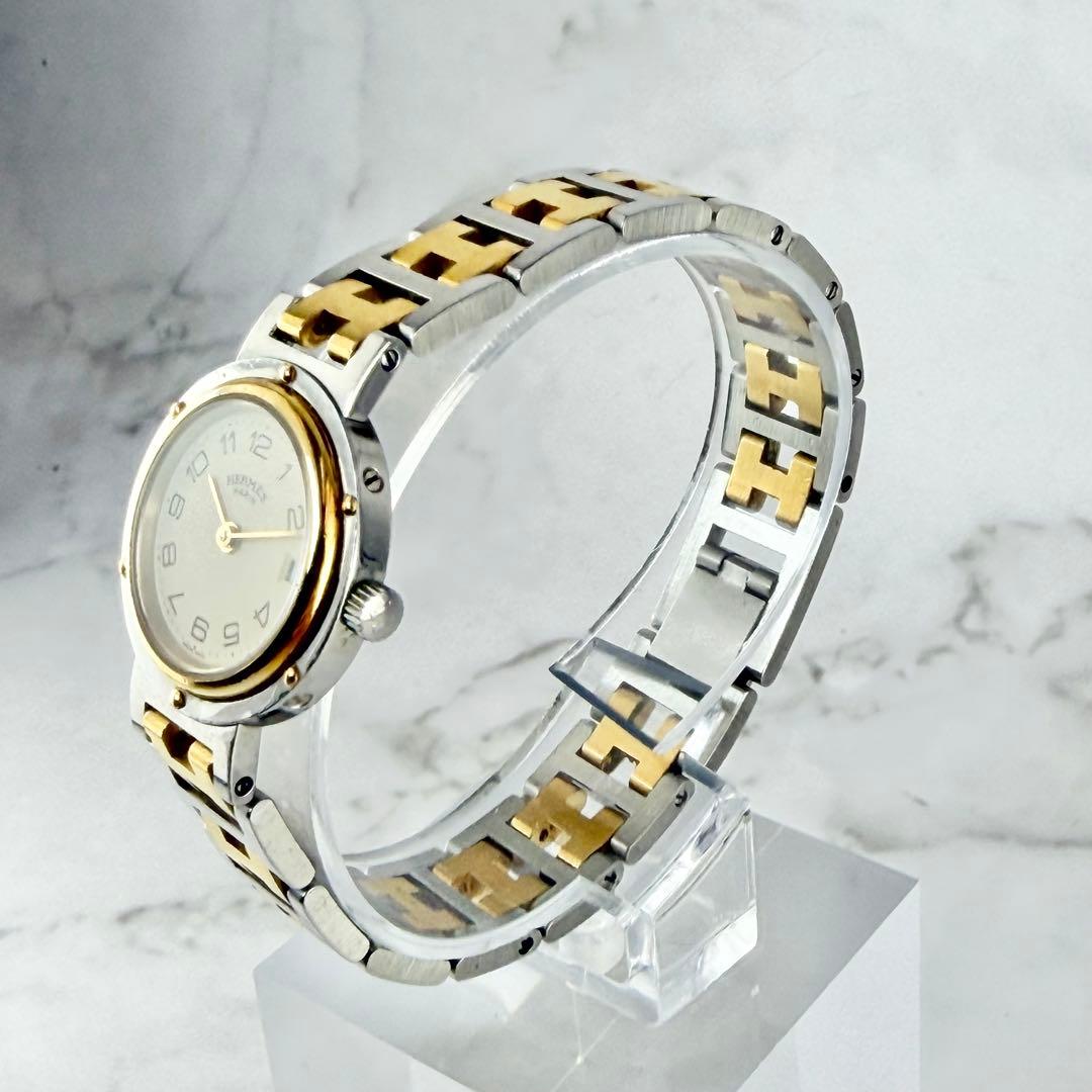 【新品電池】 エルメス クリッパー コンビ デイト Hベルト ゴールド