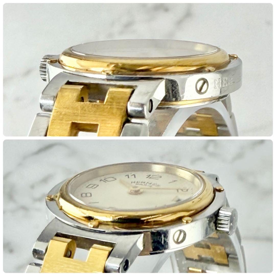 【新品電池】 エルメス クリッパー コンビ デイト Hベルト ゴールド