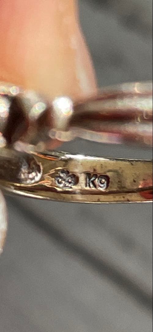 9Kゴールド ストーン付きリング 未使用