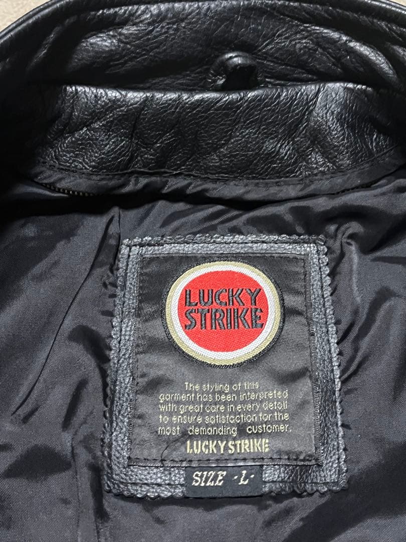 【美品!!】LUCKY STRIKE Lサイズ　ライダースジャケット ブラック
