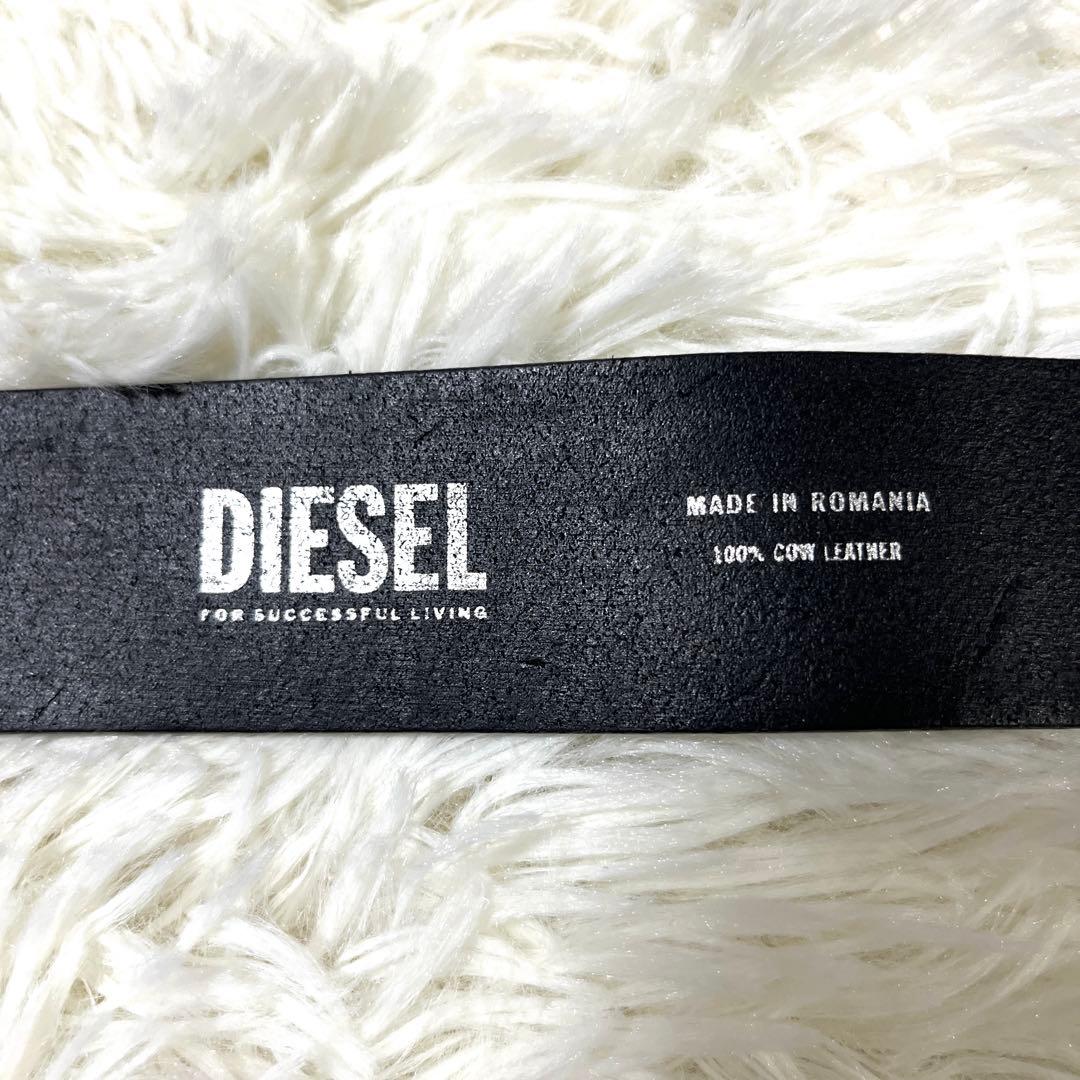 なっつー ✨DIESEL レザー　べルト ブラック ロゴ バックル