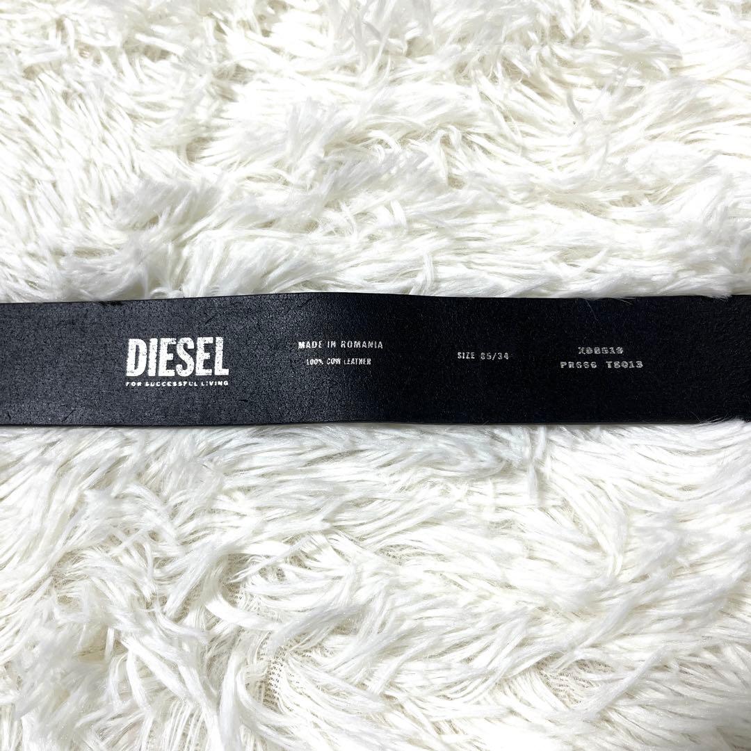 なっつー ✨DIESEL レザー　べルト ブラック ロゴ バックル