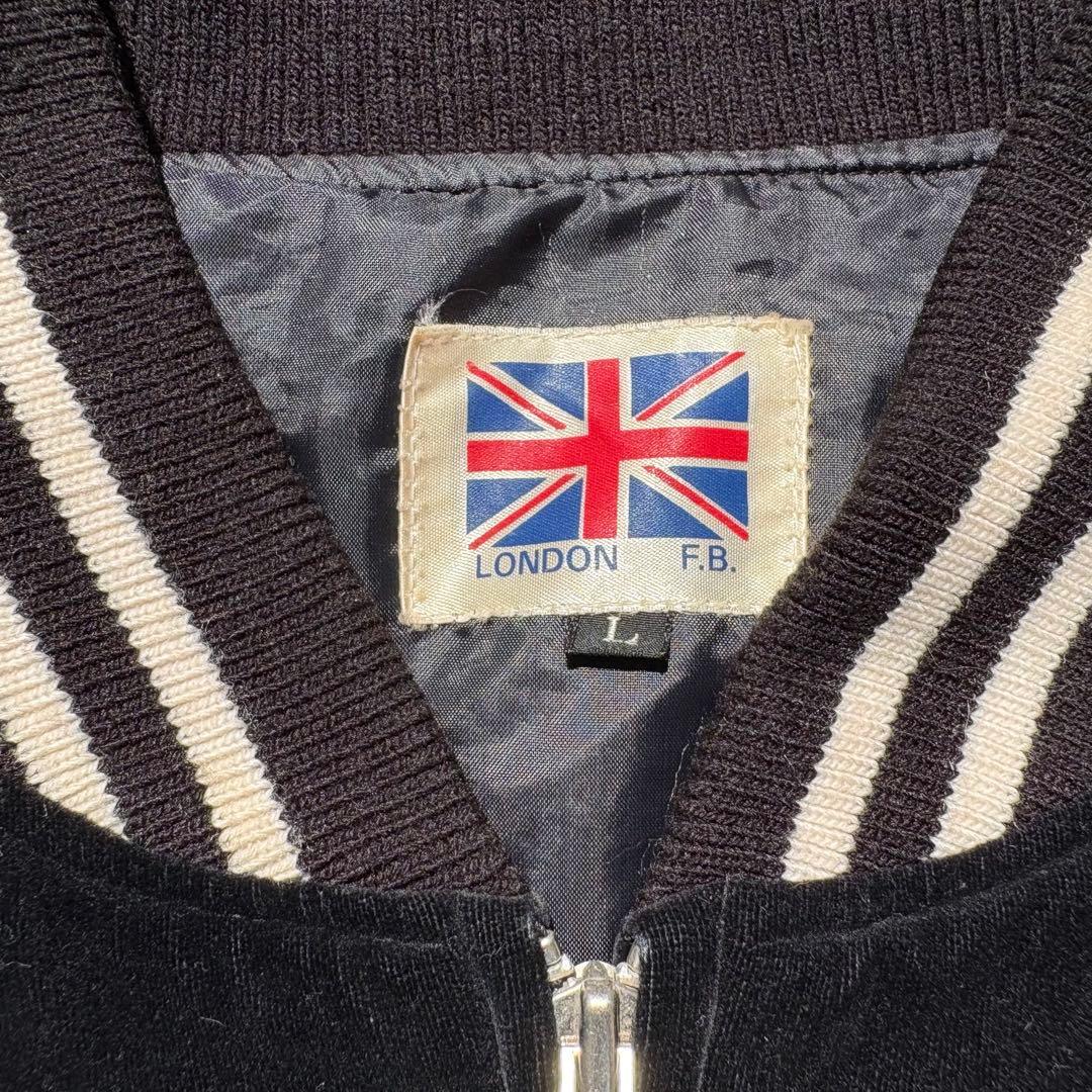 80年代ビンテージ　LONDON F.B. ドラゴン刺繍　ベロアスカジャン