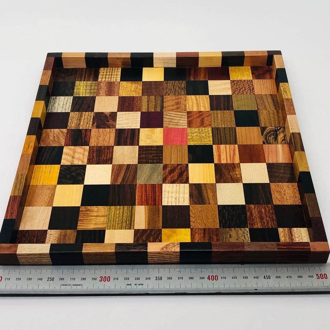 世界の銘木142種の寄せ木トレイ ハンドメイド