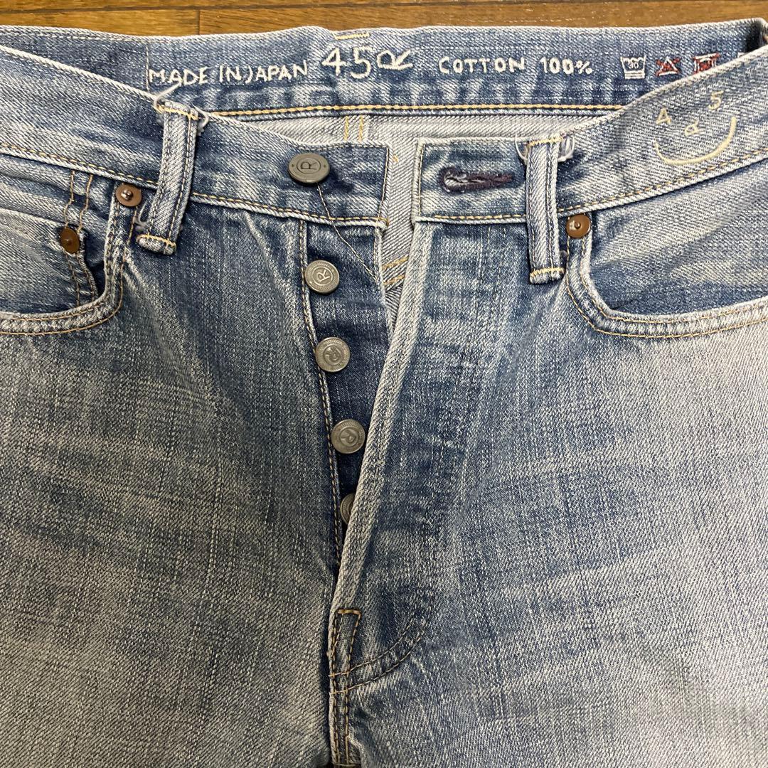 美品☆ 45R 再び6.5空比古比女(加工) 5ポケットデニムパンツ 薄ブルー