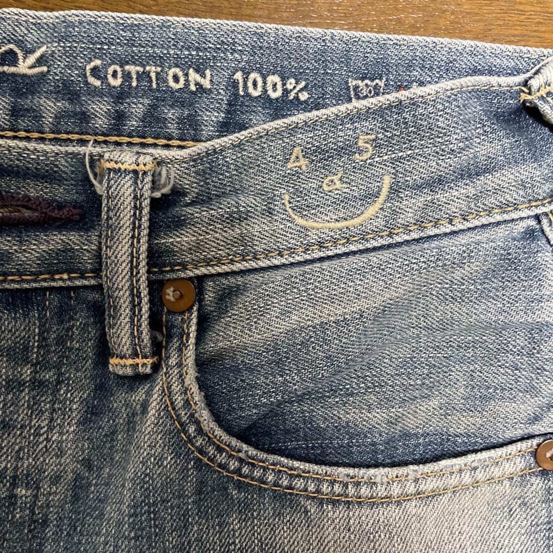 美品☆ 45R 再び6.5空比古比女(加工) 5ポケットデニムパンツ 薄ブルー