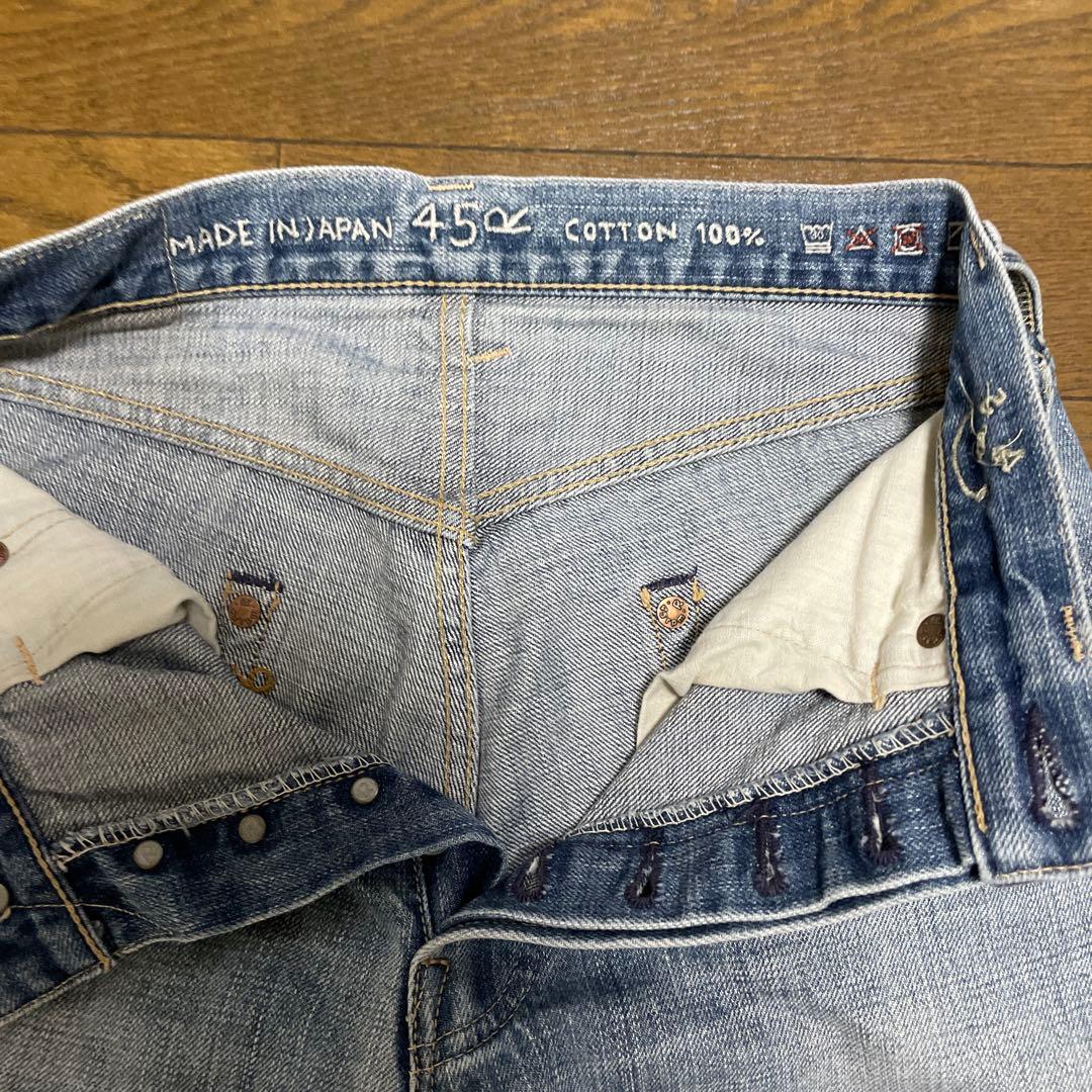 美品☆ 45R 再び6.5空比古比女(加工) 5ポケットデニムパンツ 薄ブルー