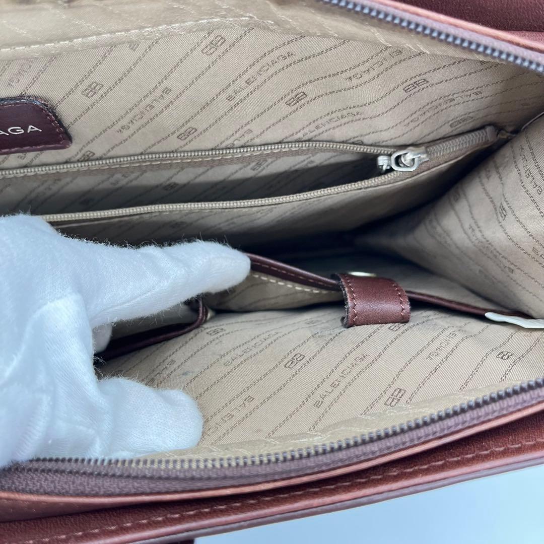 バレンシアガ ハンドバッグ ビジネスバッグ ロゴ型押し レザー 茶色 A4可能