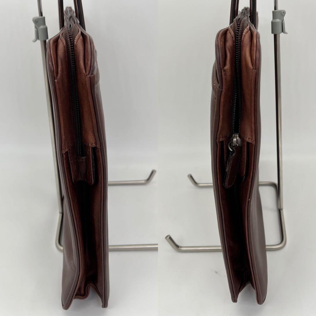 バレンシアガ ハンドバッグ ビジネスバッグ ロゴ型押し レザー 茶色 A4可能