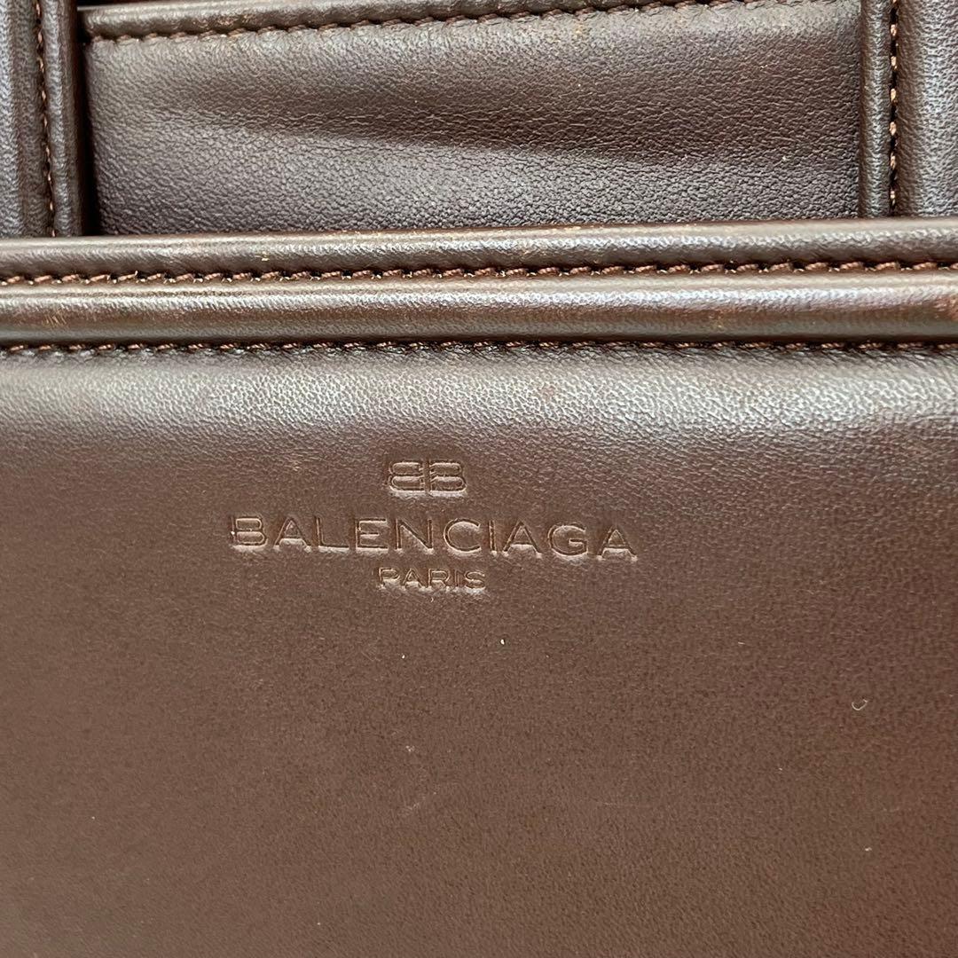 バレンシアガ ハンドバッグ ビジネスバッグ ロゴ型押し レザー 茶色 A4可能