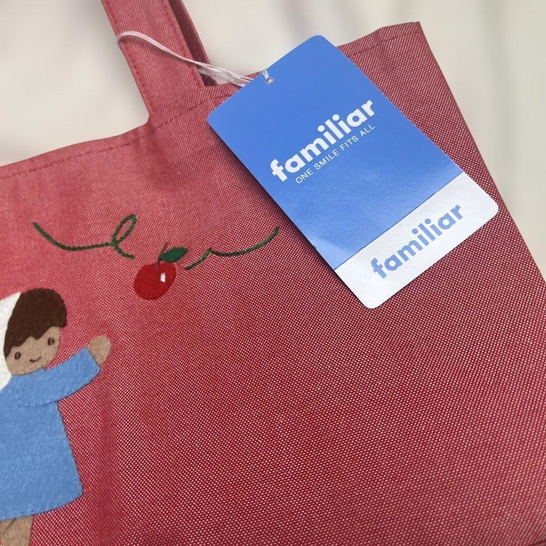 新品タグ付き　ファミリア familiar デニムバッグ ランチバッグ 赤