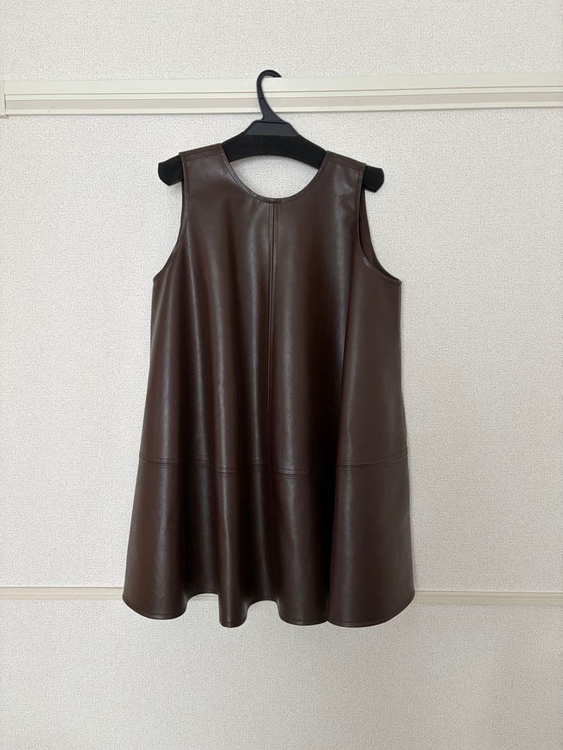 トップス CLANE W FACE VEGAN LEATHER FLARE TOPS