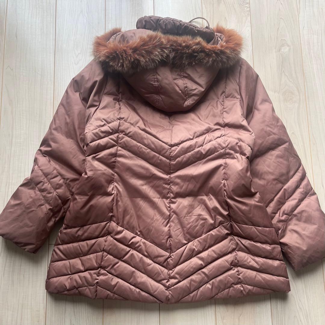 BALMAIN ダウンコート 茶 ブルーフォックスファー 裏地総柄 M バルマン