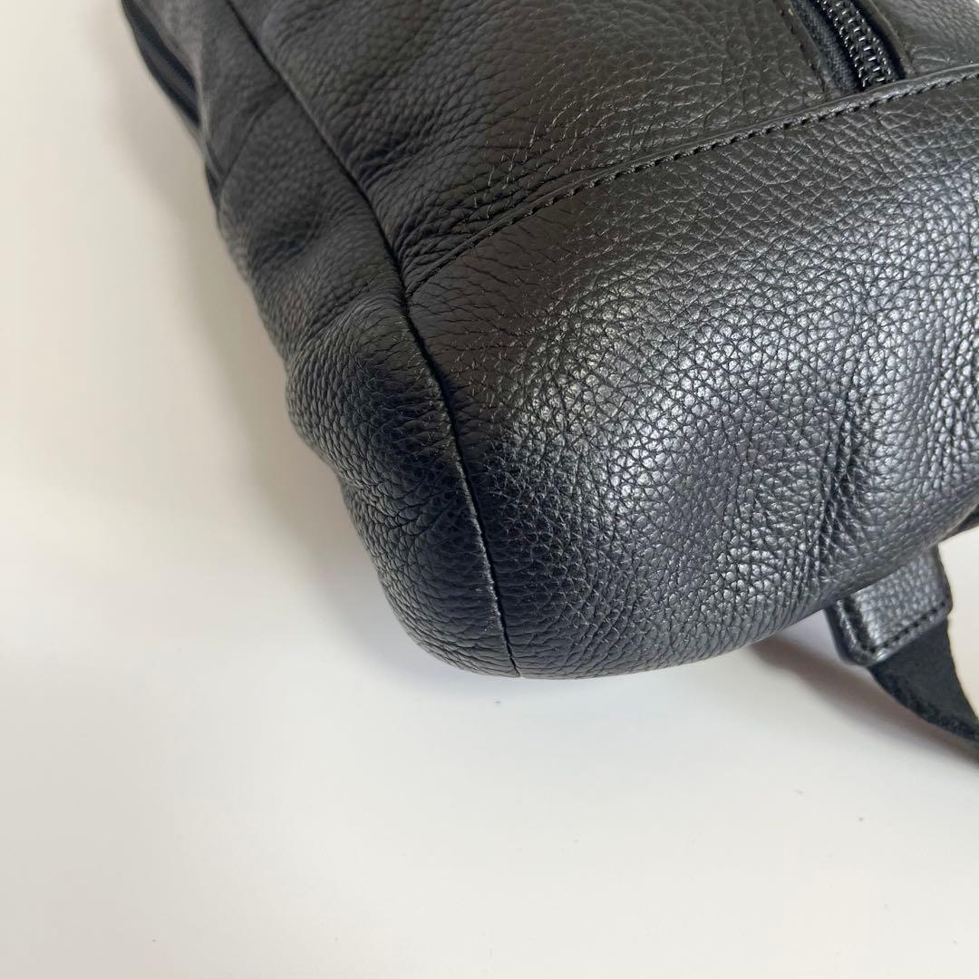 美品 COACH オールレザー ボディバッグ シボ革 ロゴ ブラック2way