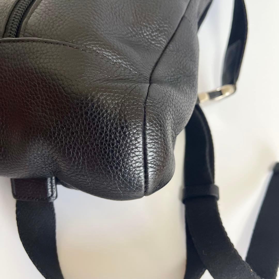 美品 COACH オールレザー ボディバッグ シボ革 ロゴ ブラック2way