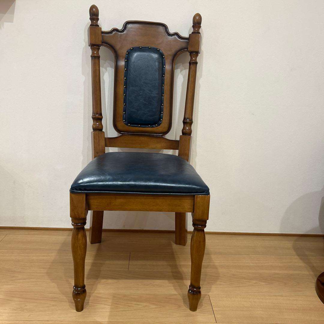 ネイビー　椅子　チェア　ダイニング　アンティーク　青