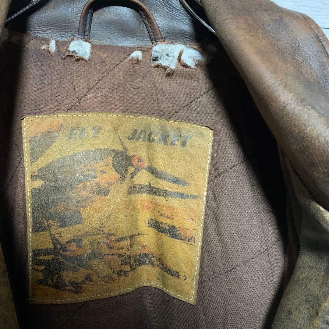 ヴィンテージ 90s 本革 A-2 鬼フェード 光沢 レザー フライトジャケット