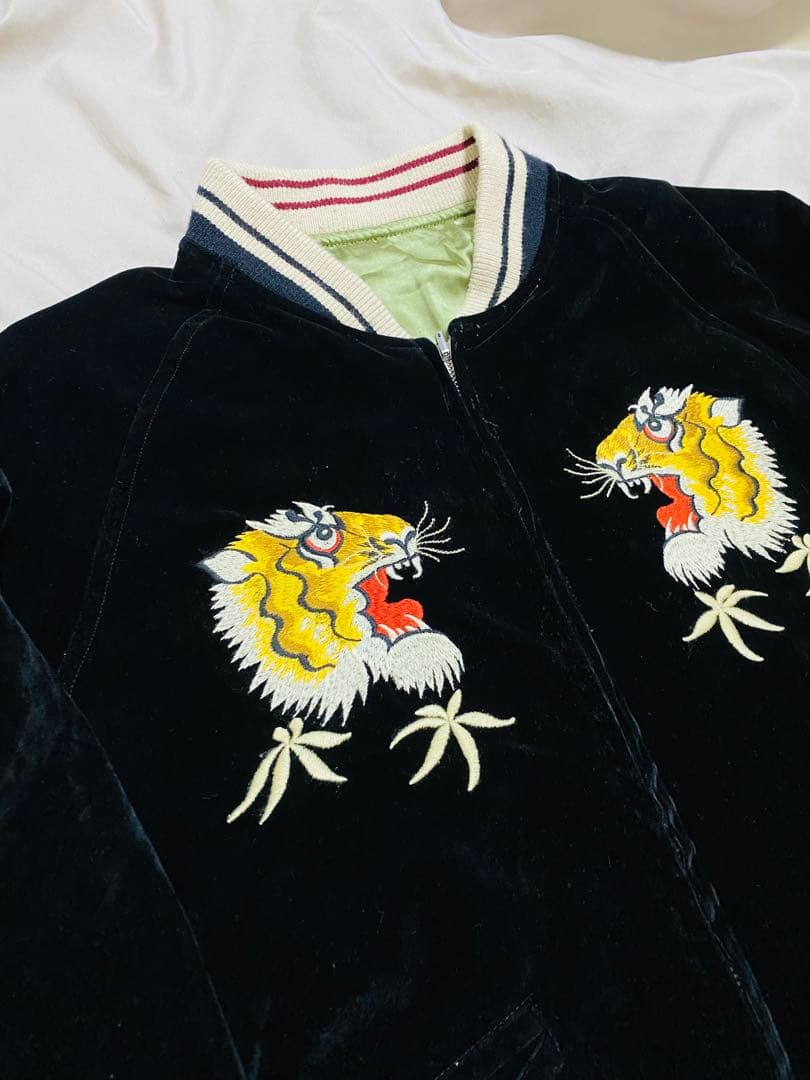 NON STOCK スカジャン 別珍 日本限定 虎 ワシ サテン unisex