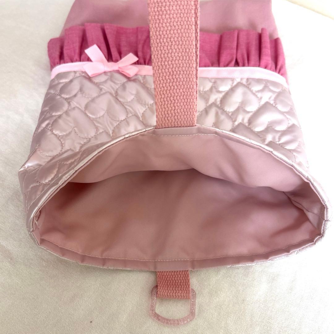 入園入学　3点セット 【パールピンクハート×濃いピンク】　女の子　レッスンバック