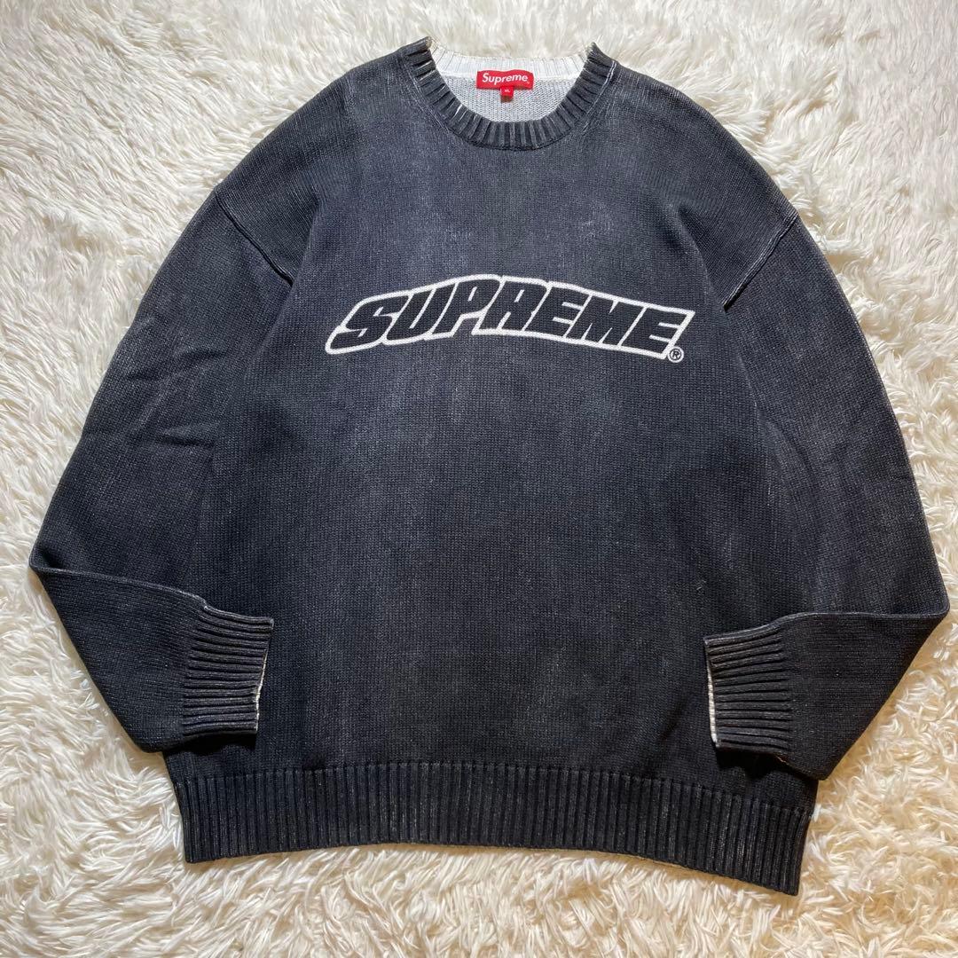 トップス Supreme Printed Washed Sweater Black XL