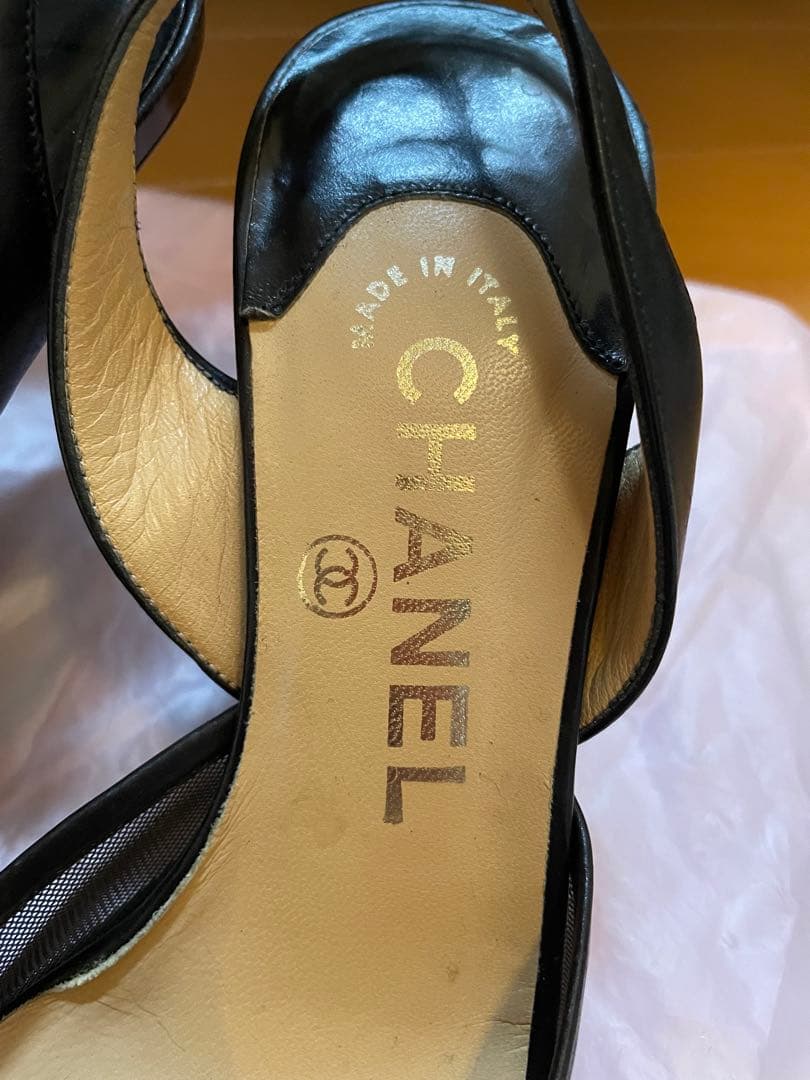 CHANEL ブラック ミュール サンダル　ヒール　パンプス
