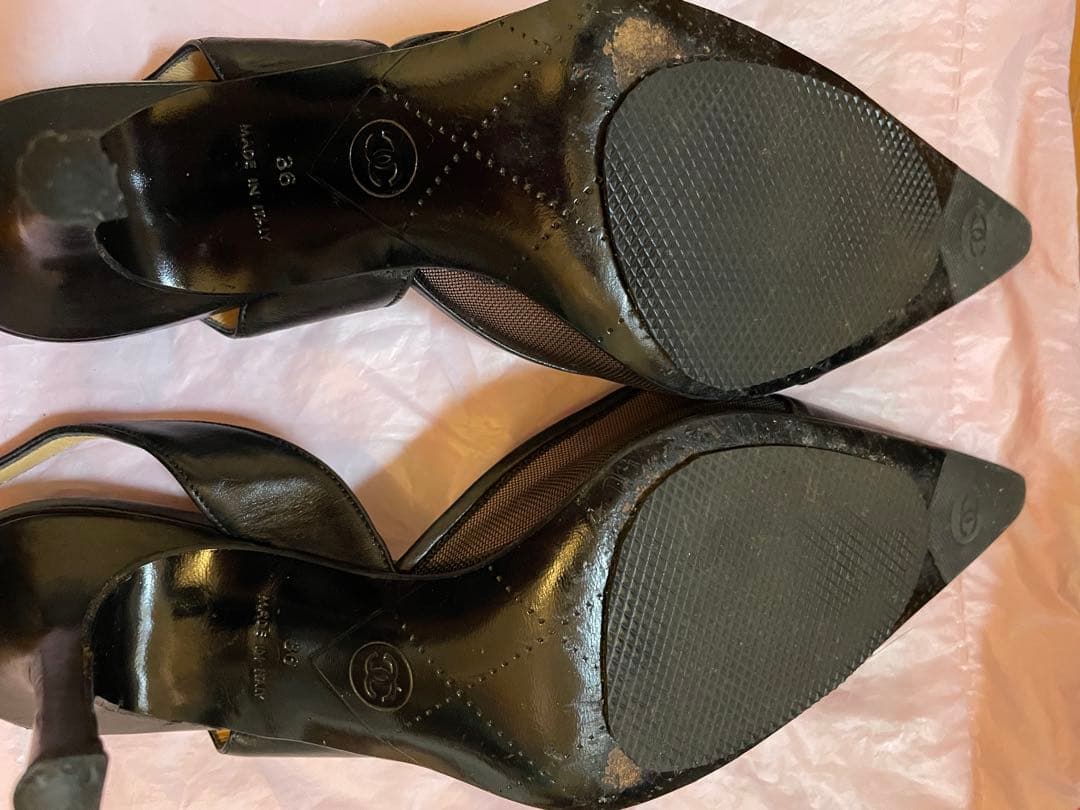 CHANEL ブラック ミュール サンダル　ヒール　パンプス