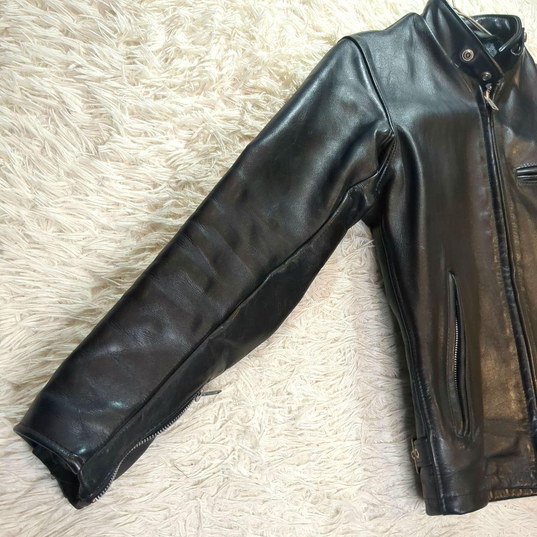 美品 Schott 641 (M) シングルライダース LENZIP レザー 黒
