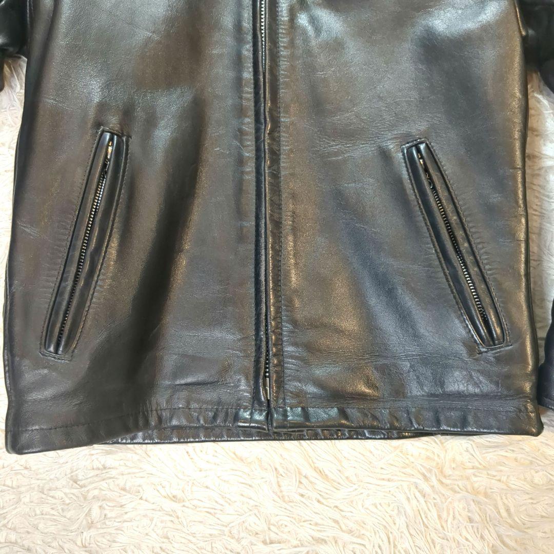 美品 Schott 641 (M) シングルライダース LENZIP レザー 黒