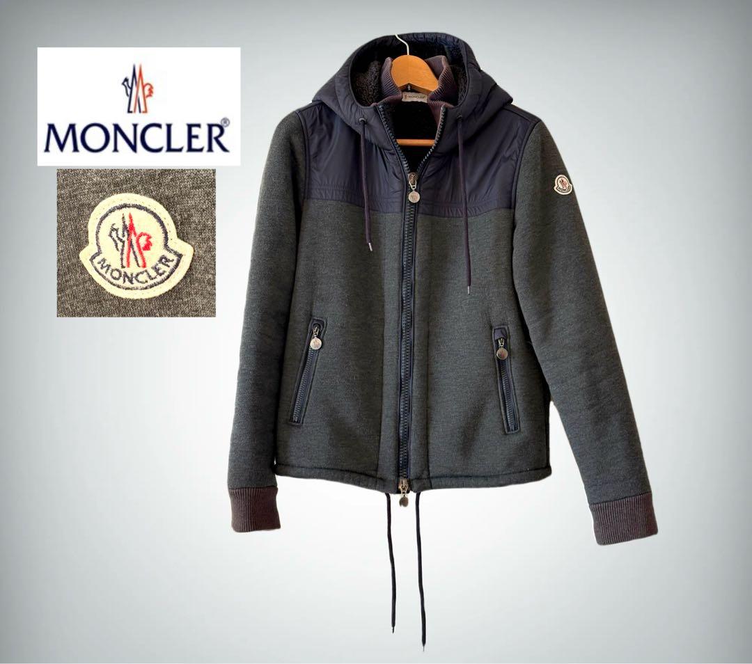 【MONCLER】MAGLIA CARDIGAN　切替　ボアパーカー　グレー系S