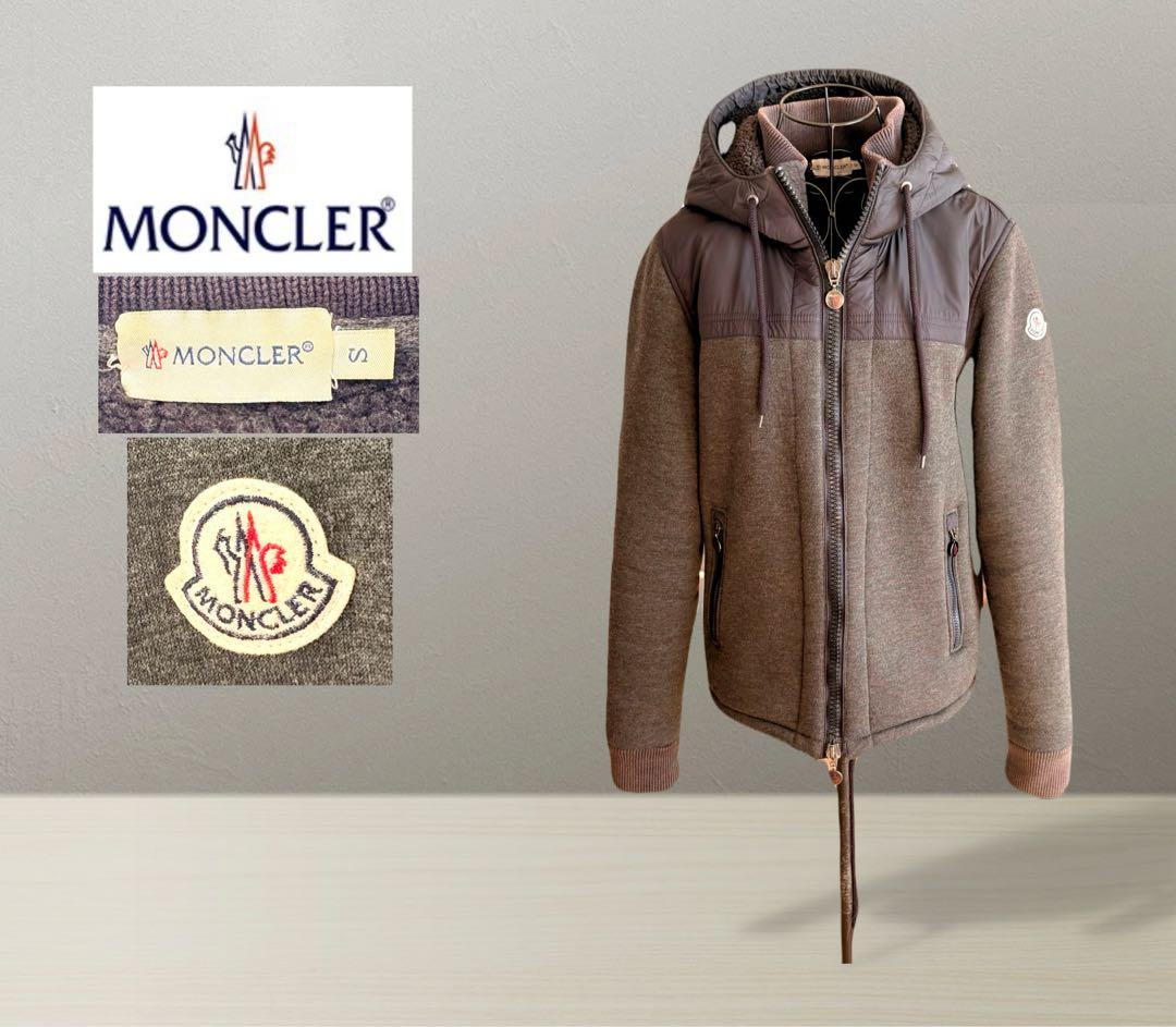 【MONCLER】MAGLIA CARDIGAN　切替　ボアパーカー　グレー系S