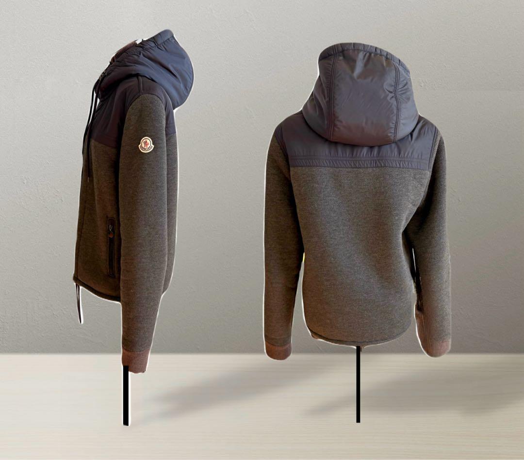 【MONCLER】MAGLIA CARDIGAN　切替　ボアパーカー　グレー系S